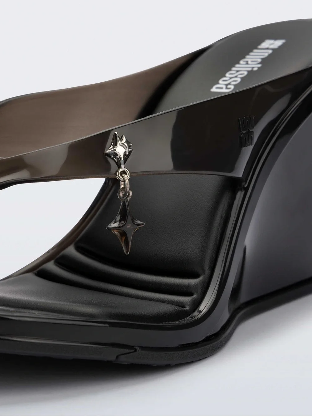 Melissa Jelly Thong Sandal Heels | Nabeela in Clear Black | Size 9